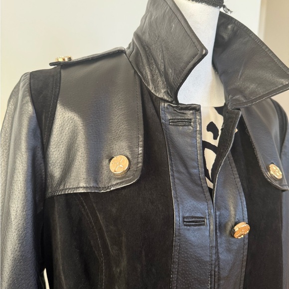 Iman suede/leather black Women's Coat - Picture 2 of 9